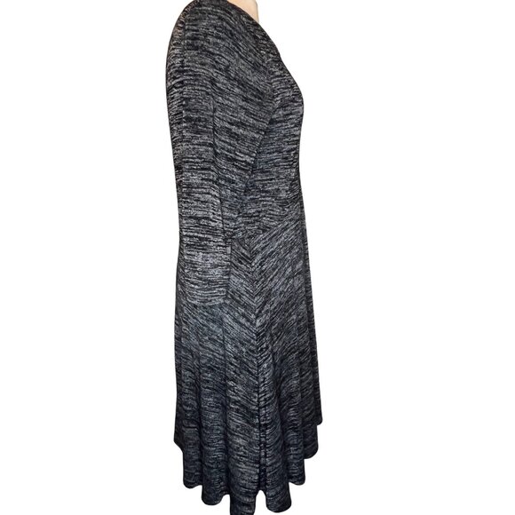 APT. 9 Women's Empire Dress Large Black/Grey Marble Midi Office Cozy Comfort - Picture 7 of 11